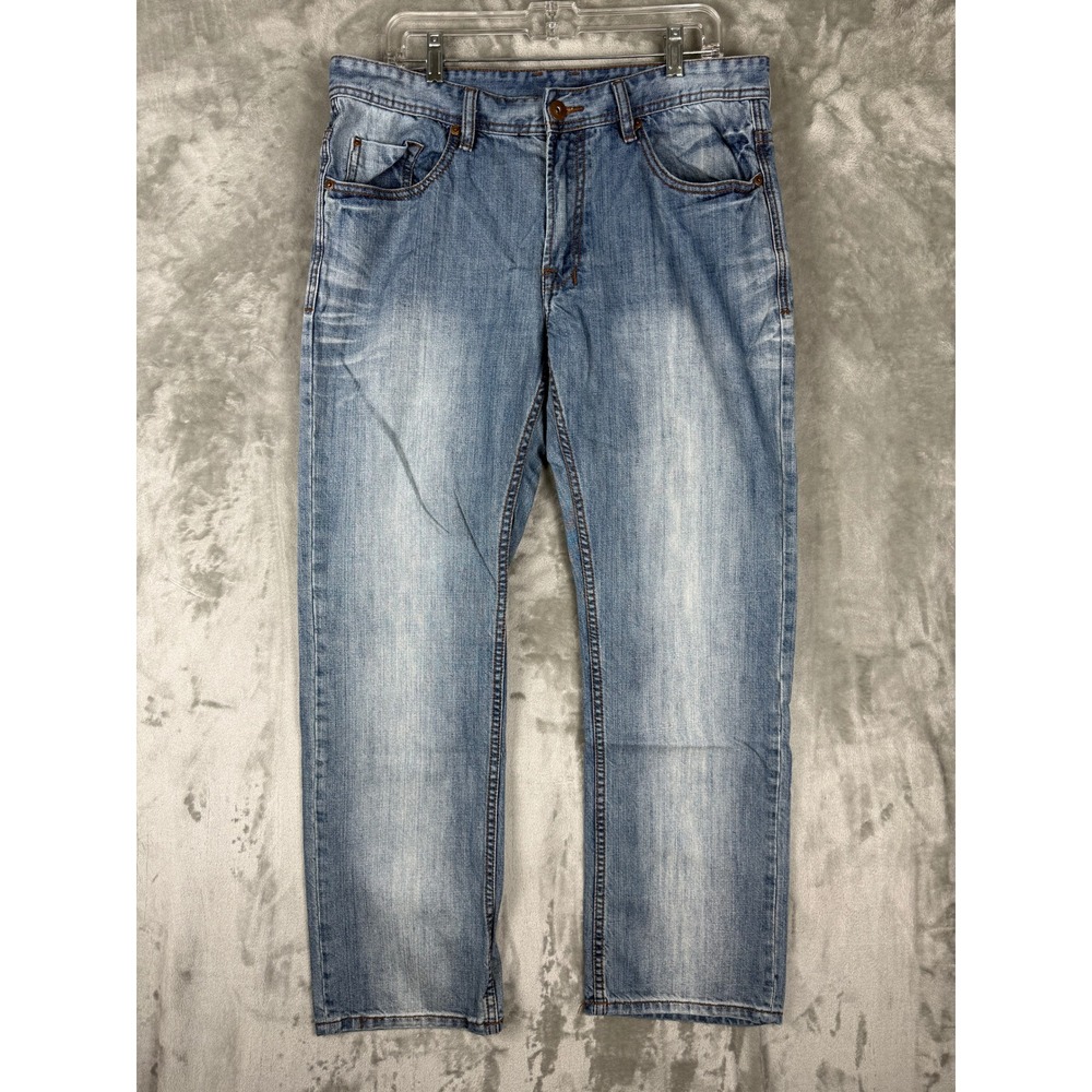 Buffalo David Bitton Men's Straight Leg Jeans Size 34 Blue Wash Denim